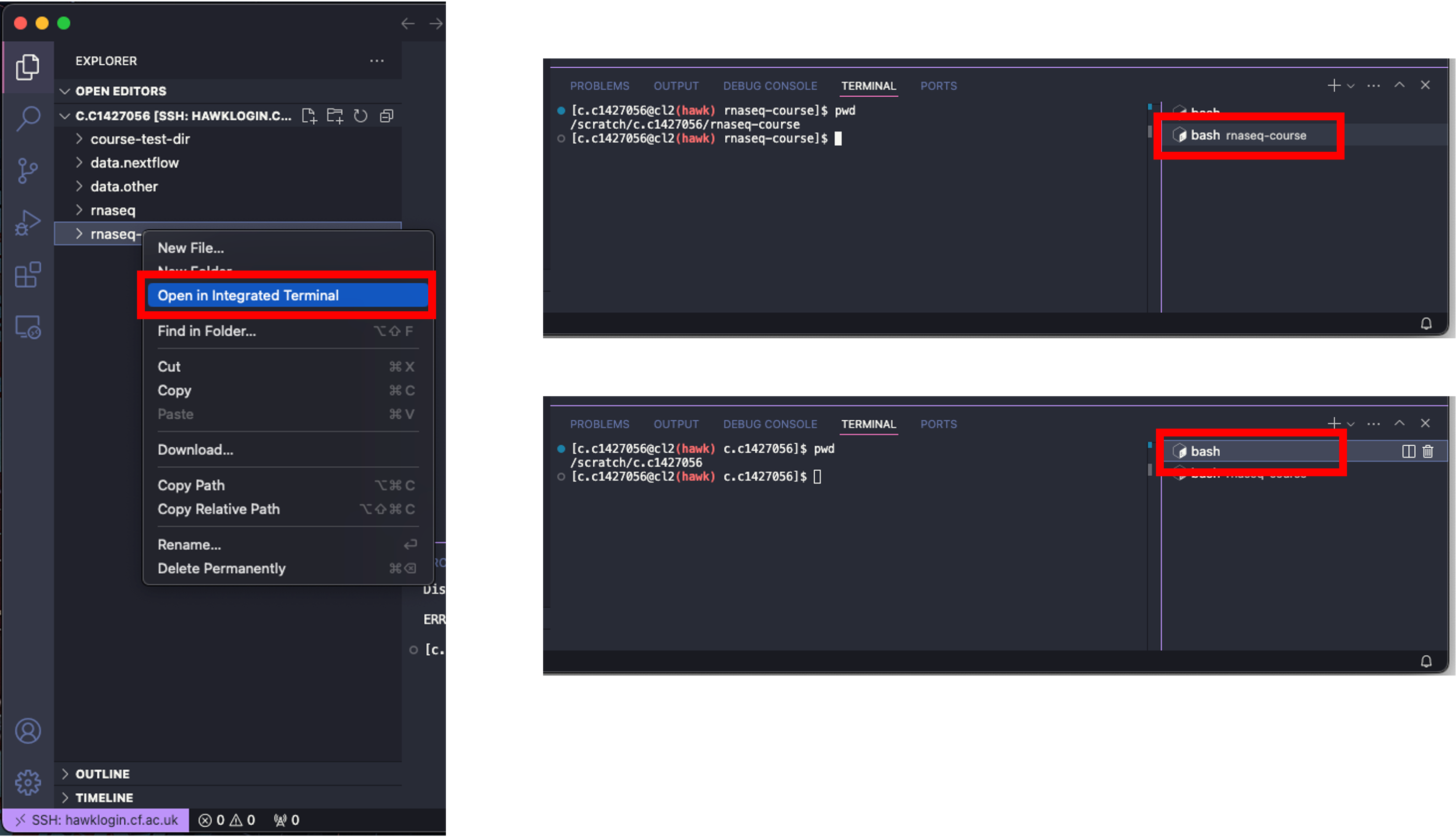 changing directories within VSCode