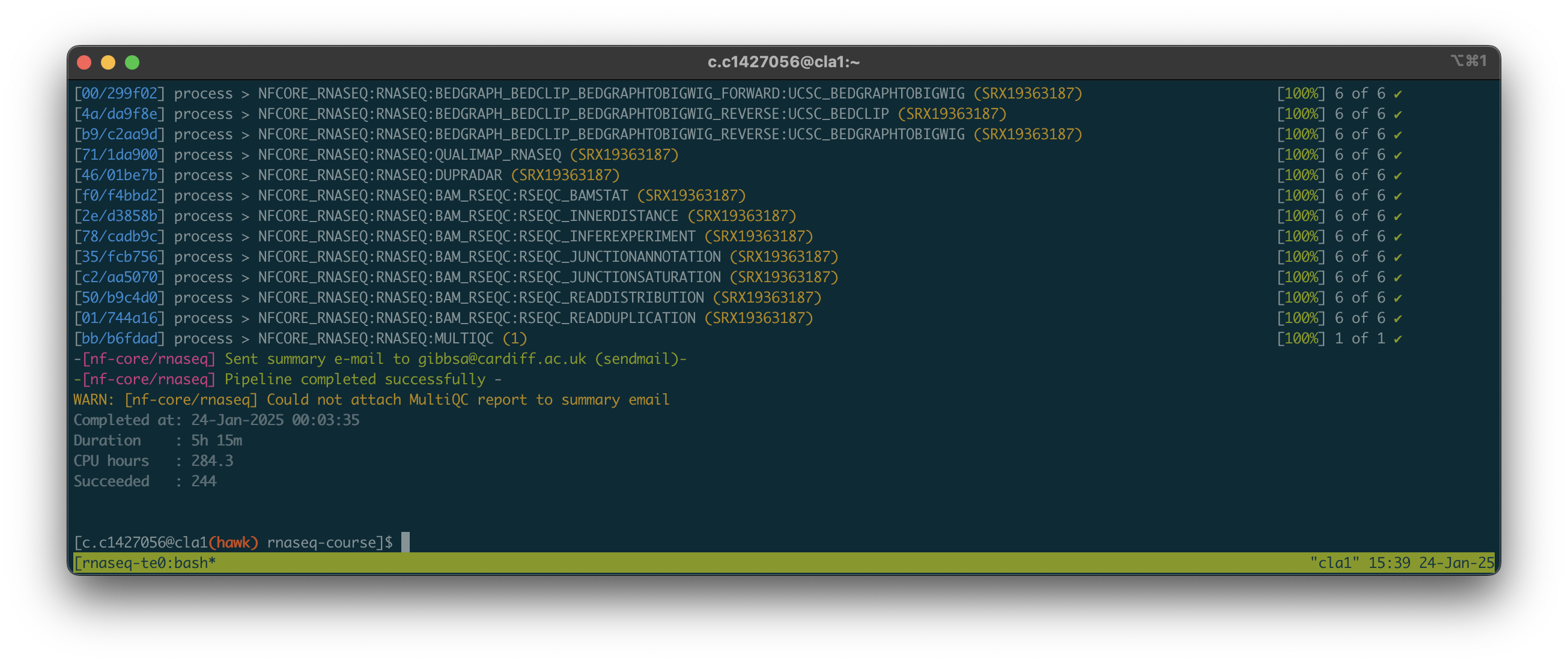 tmux rnaseq completed run