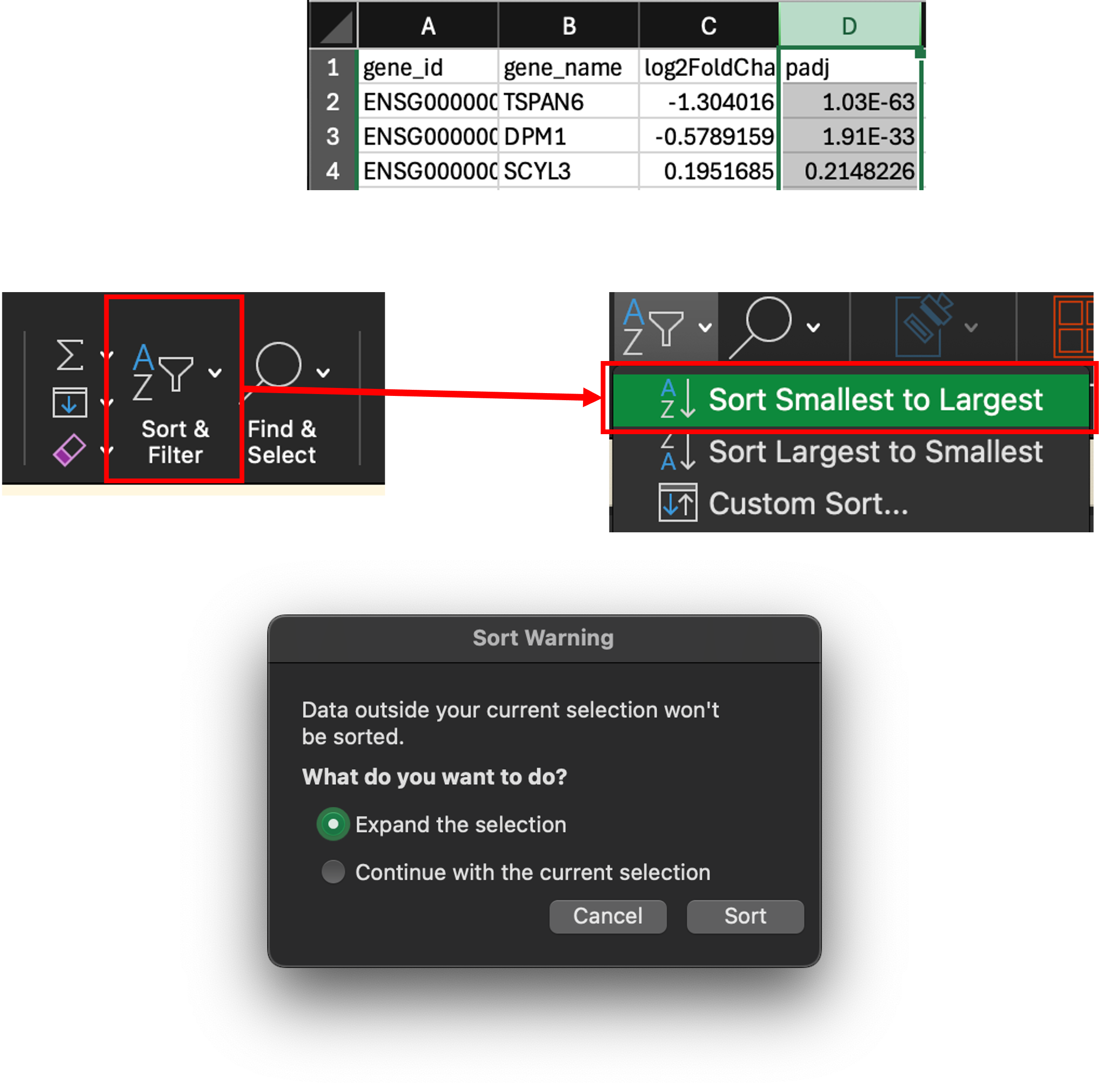filtering DEG table