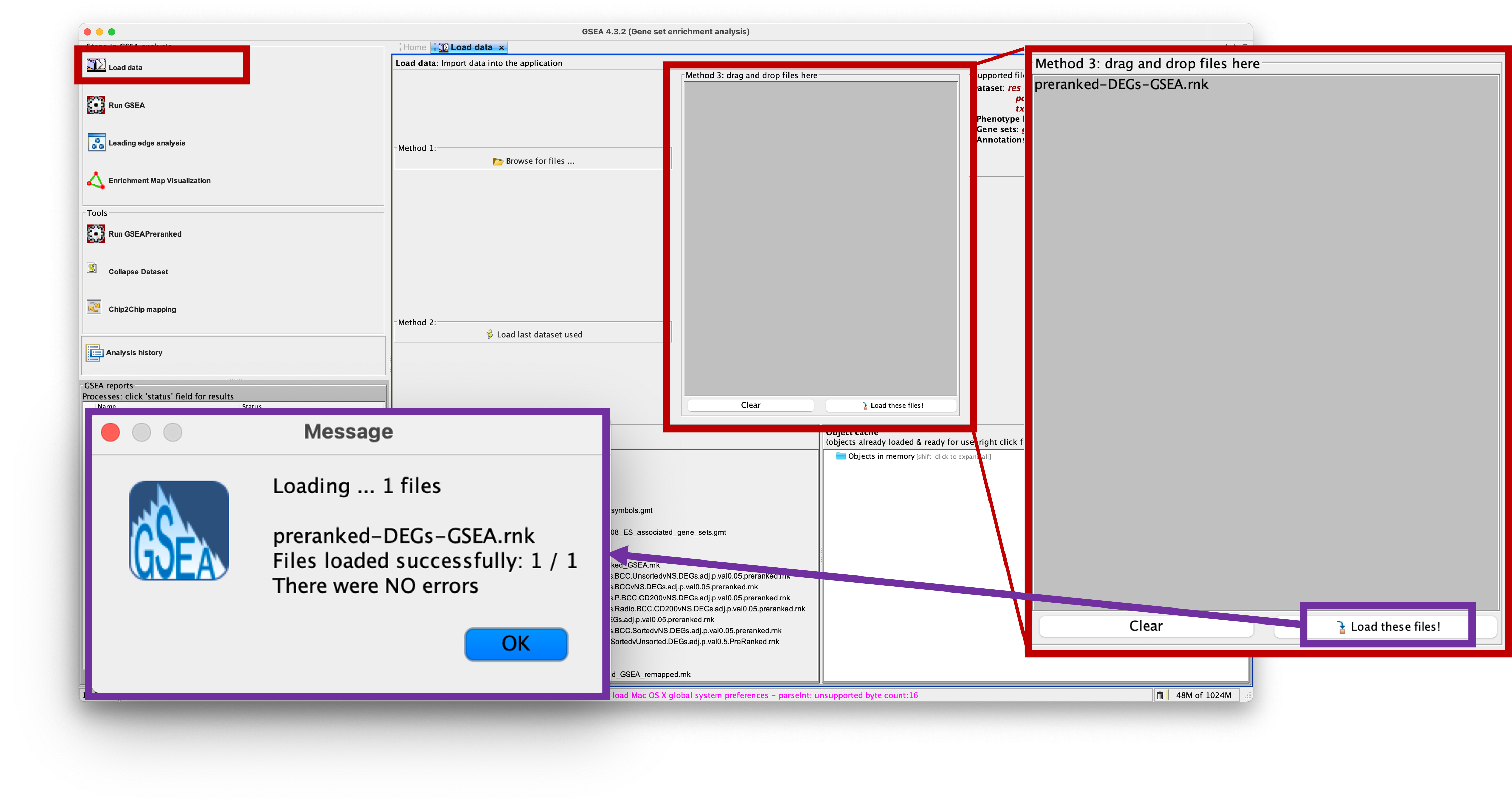 Loading files into GSEA
